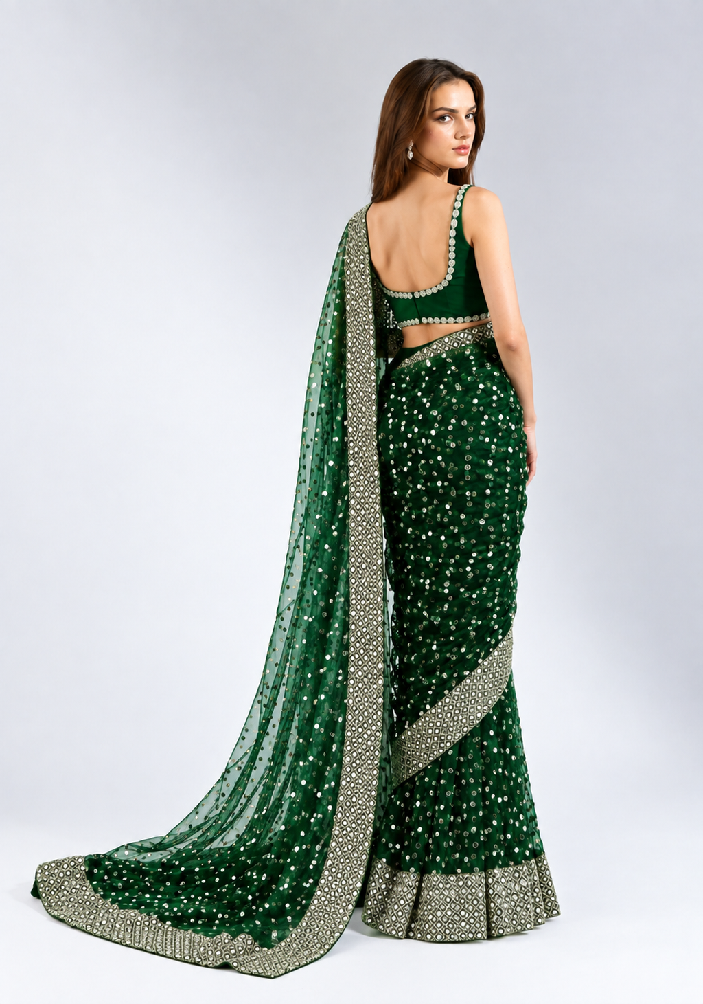 New Embroidered Original Fendi Silk Saree SR 5036-1