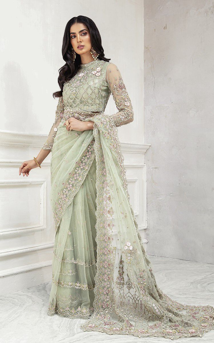 Maria B Embroidered Luxury Net Saree unstitched SR 5022