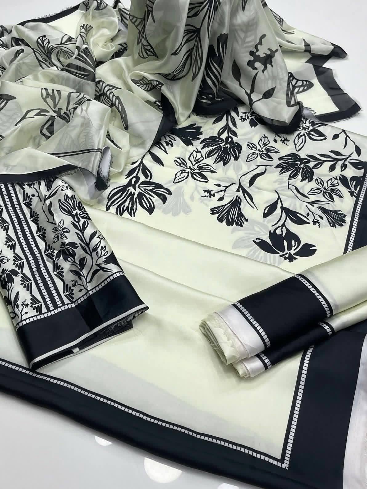 Digital Printed 3 Ps Silk Suit D. No 08