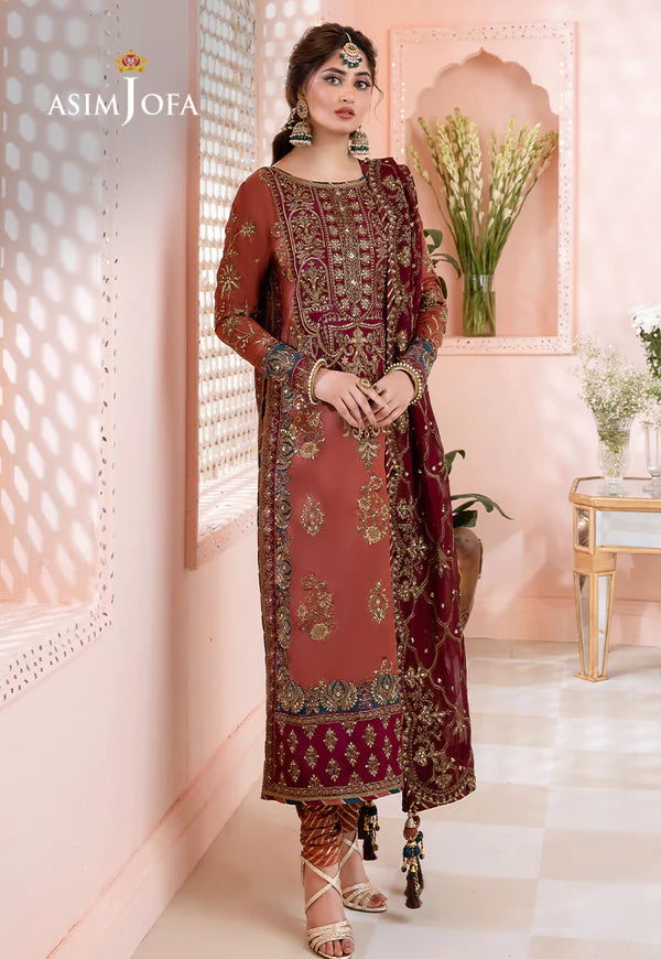 Chandni By Asim Jofa Embroidered Chiffon Suit SK 7043