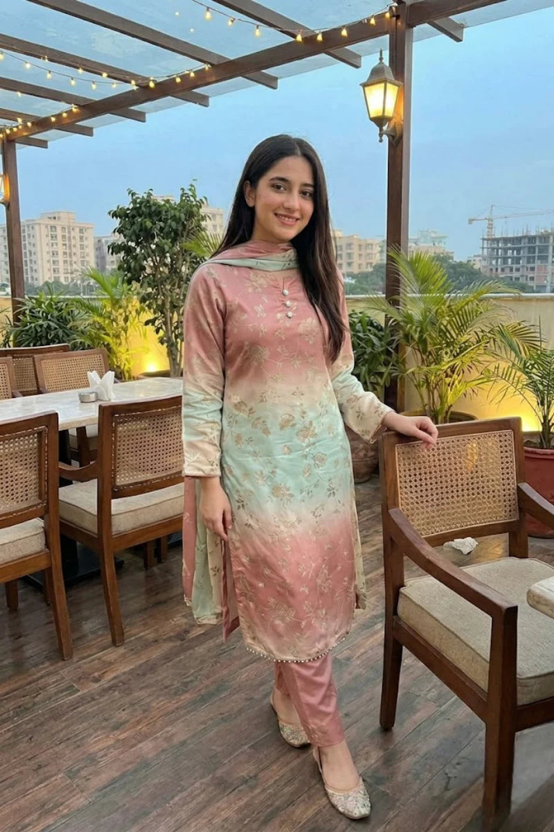 Digital Printed 3 Ps Silk Suit D. No 07