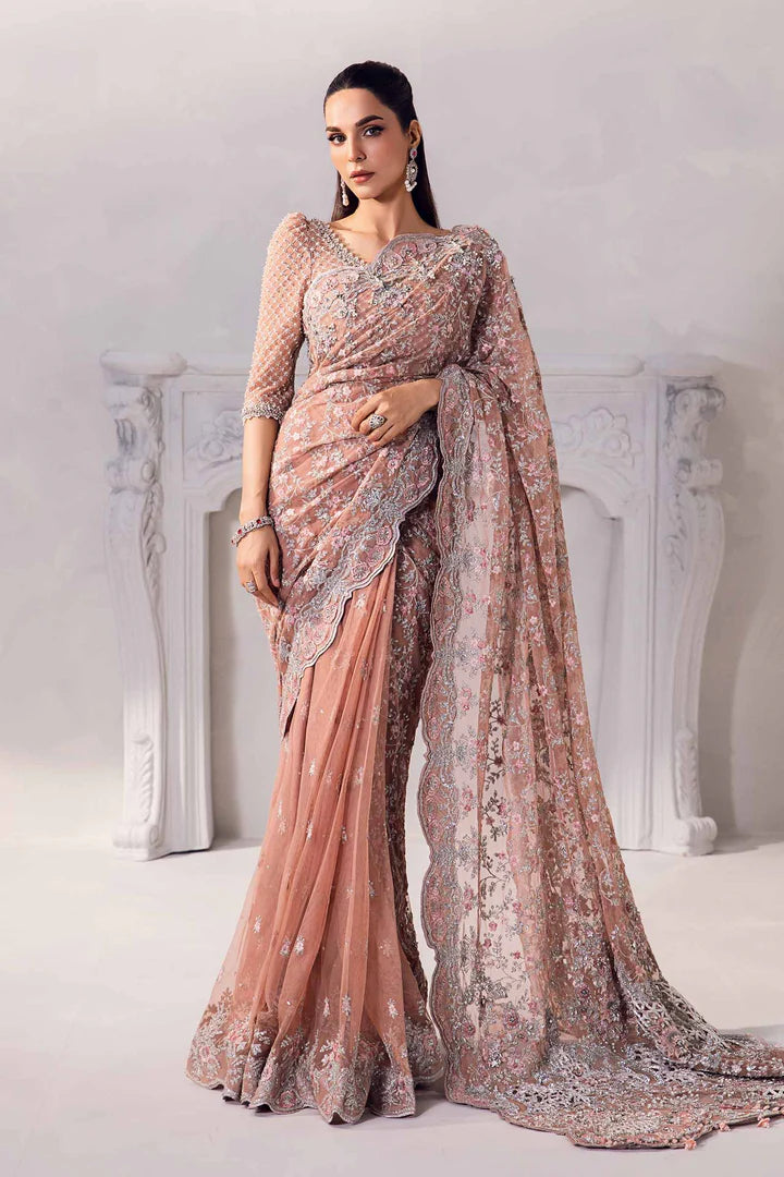 Maria B Couture Peach Saree Collection SR 5014