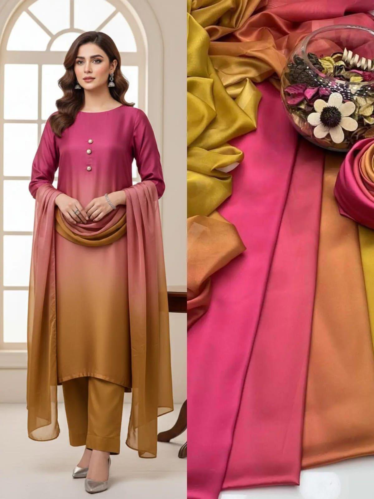 Digital Printed Silk 3pc Suit D. No 21