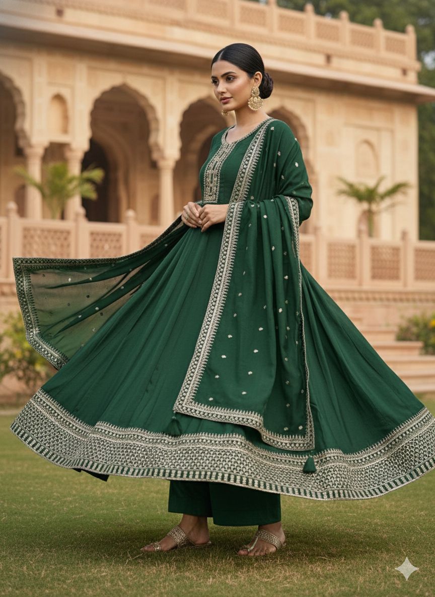 Indian Style Embroidered Maxi D.No 1301a