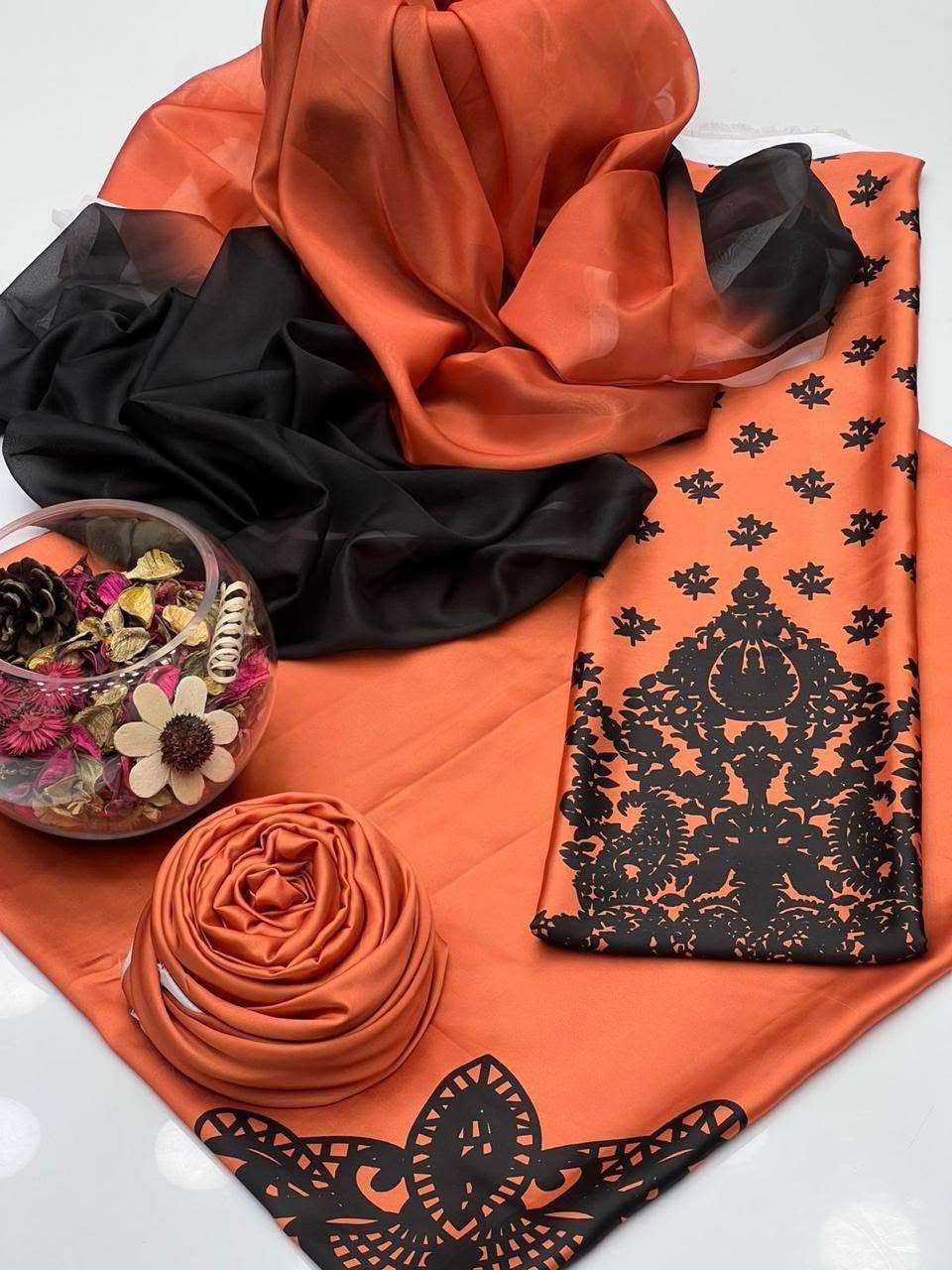 Digital Printed 3 Ps Silk Suit D. No 09
