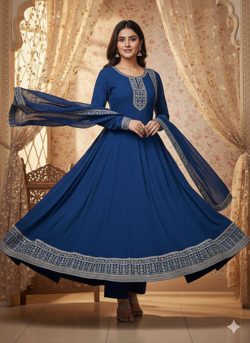 Indian Style Embroidered Maxi D.No 1302a