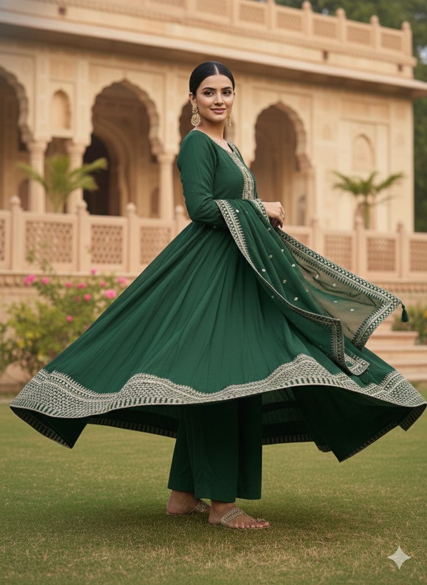 Indian Style Embroidered Maxi D.No 1301a