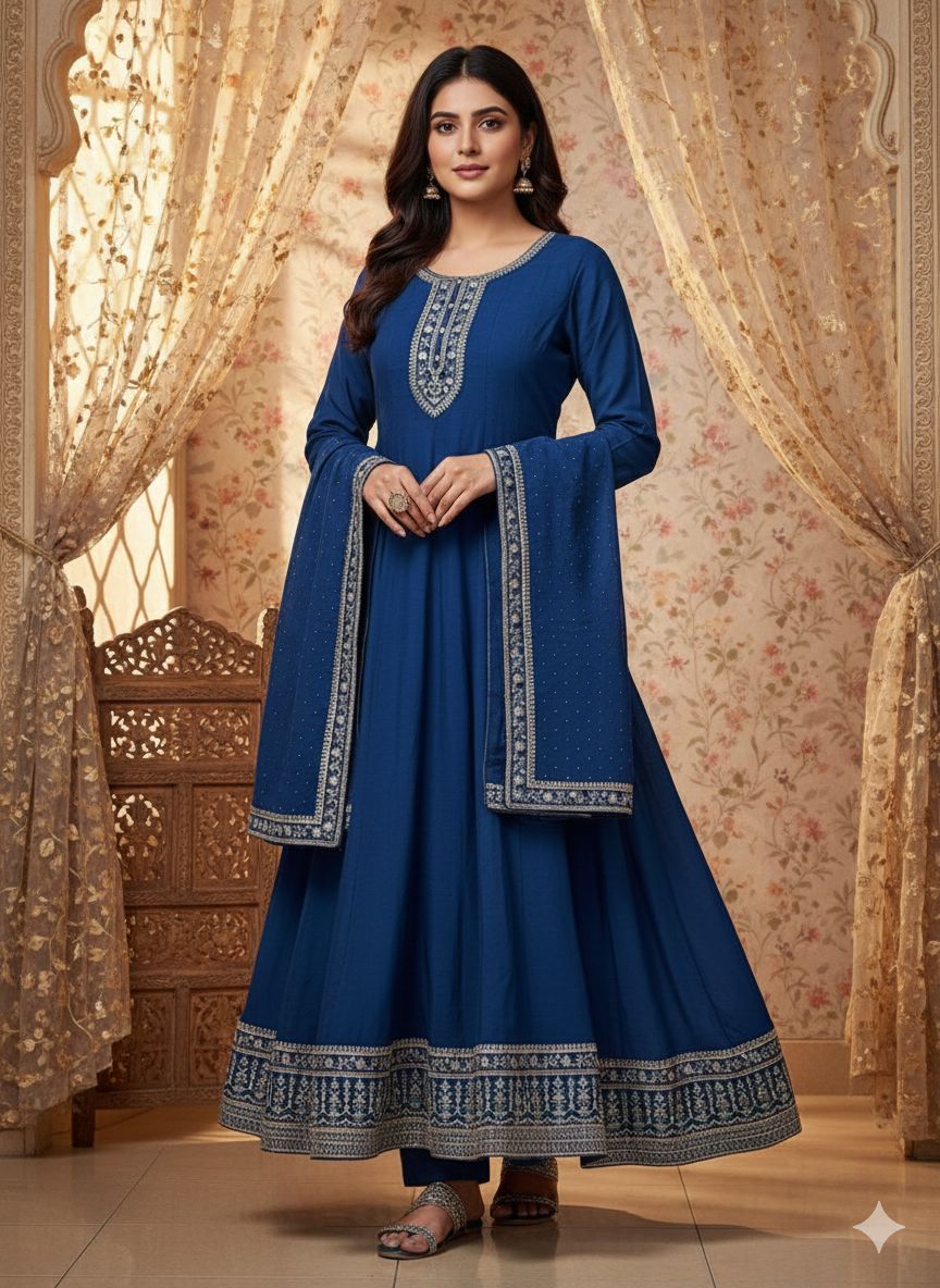 Indian Style Embroidered Maxi D.No 1302a