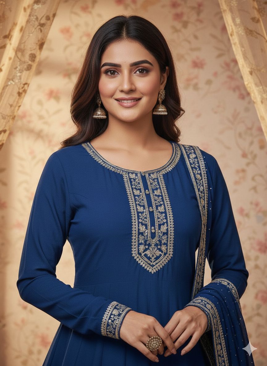 Indian Style Embroidered Maxi D.No 1302a