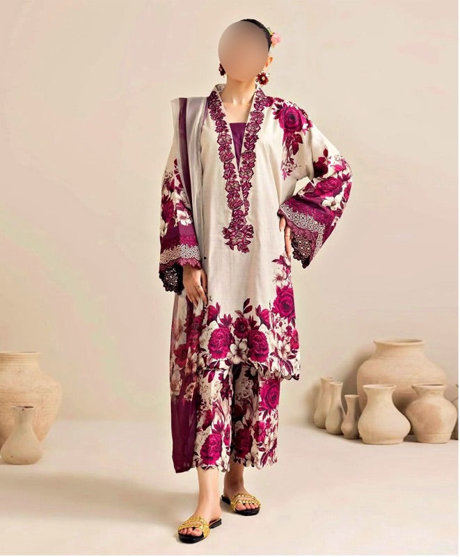Digital Printed Silk 3pc Suit D. No 16