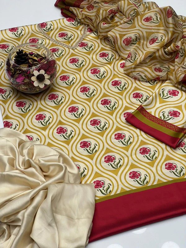Digital Printed Silk 3pc Suit D. No 19