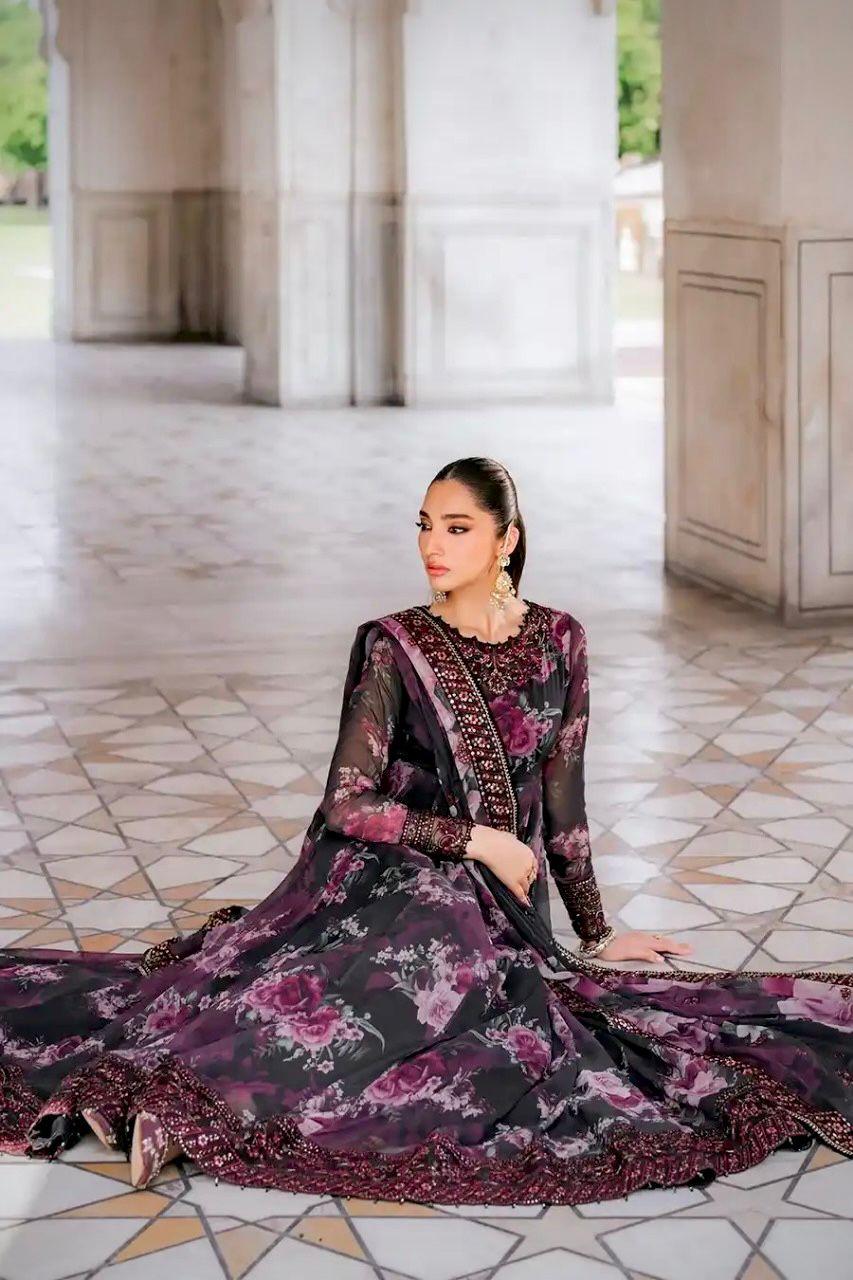 Iznik Chiffon Embroidered & Digital Print Maxi MX 6017