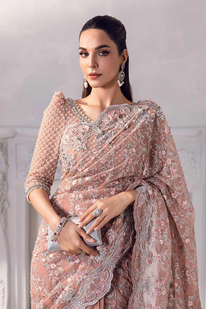 Maria B Couture Peach Saree Collection SR 5014