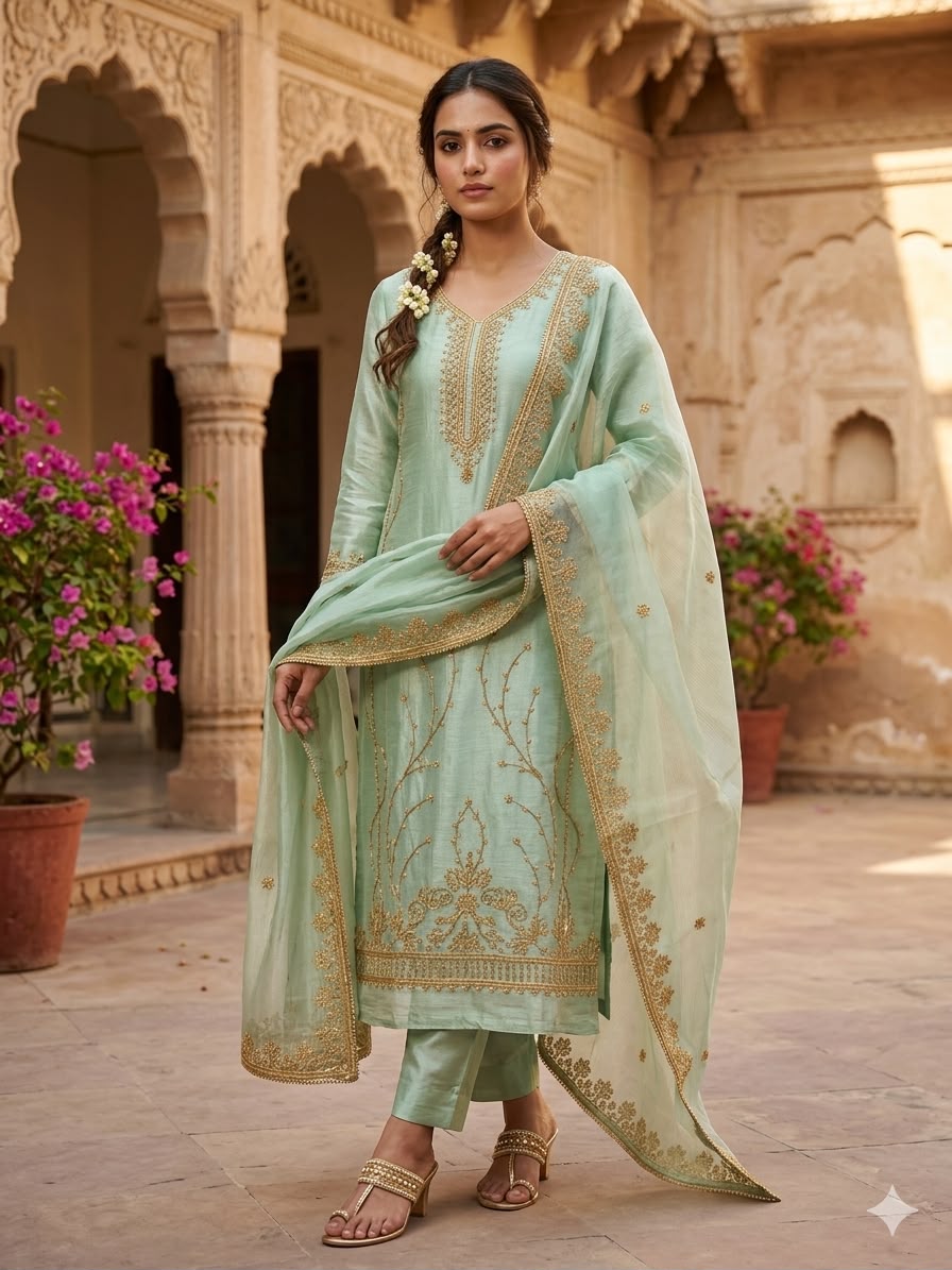 Sheesha Silk Cutdana Embroidered D.No 0140b