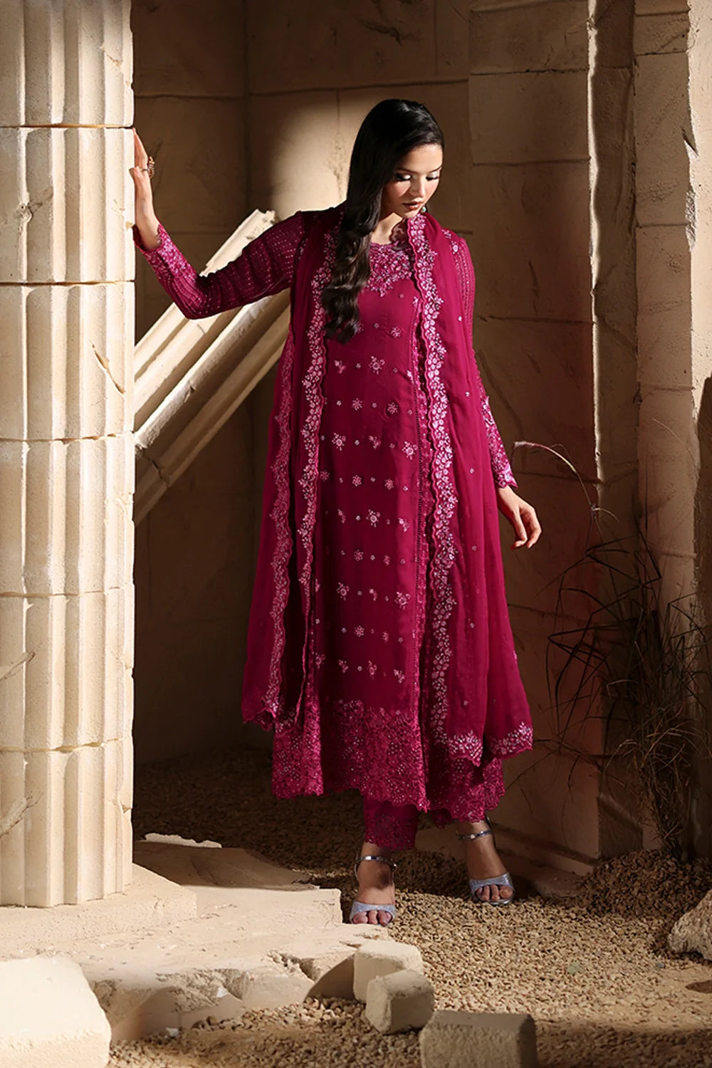 AZURE Chiffon Embroidered Dress  SK 7063