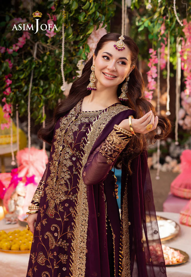 Asim Jofa Chiffon Embroidered Dress With Chiffon Dupatta SK 7040