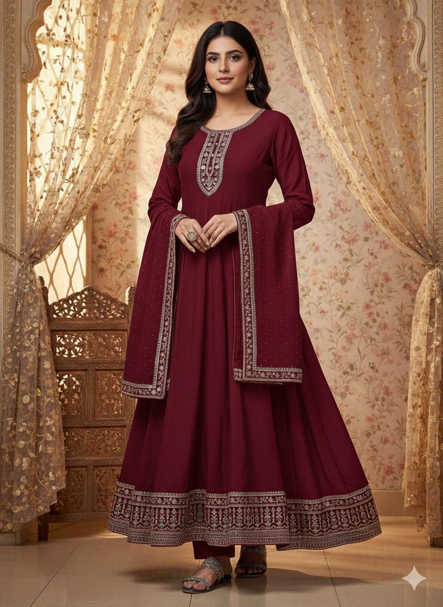 Indian Style Embroidered Maxi D.No 1302b