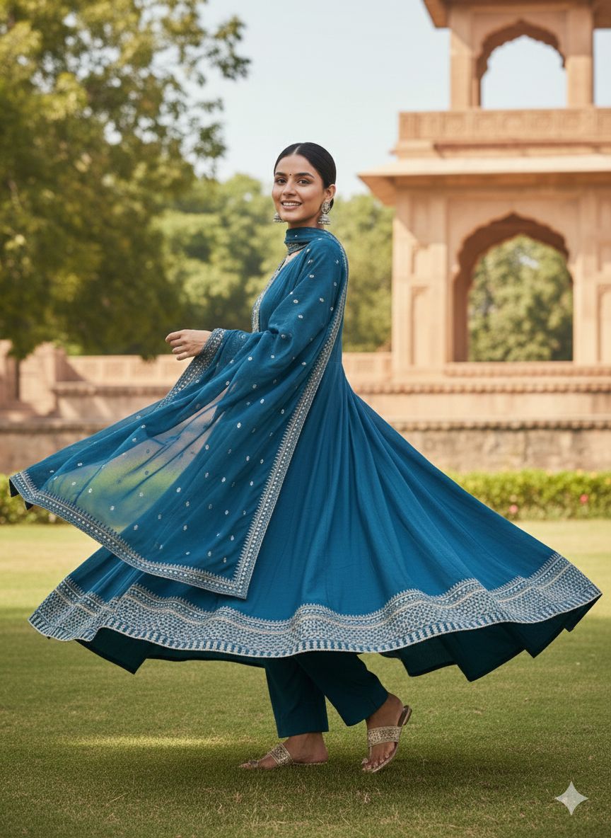 Indian Style Embroidered Maxi D.No 1301b