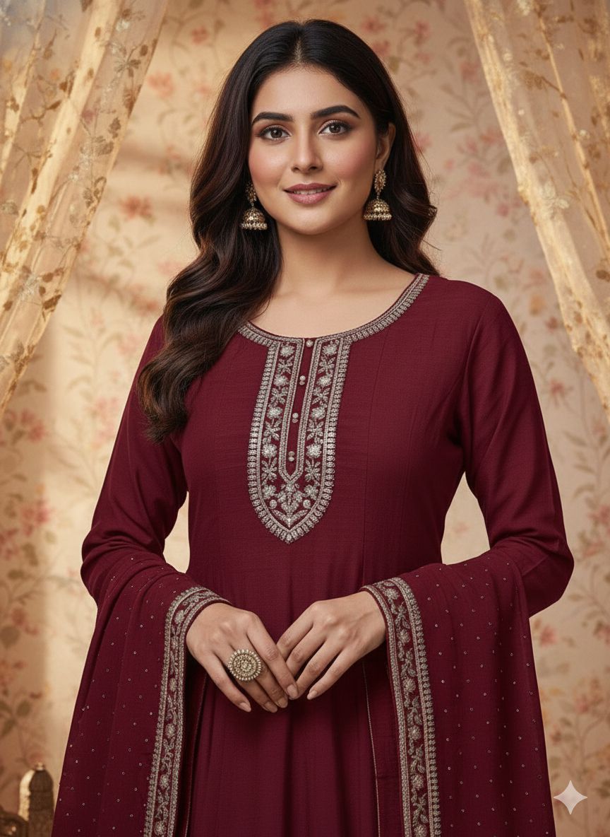 Indian Style Embroidered Maxi D.No 1302b