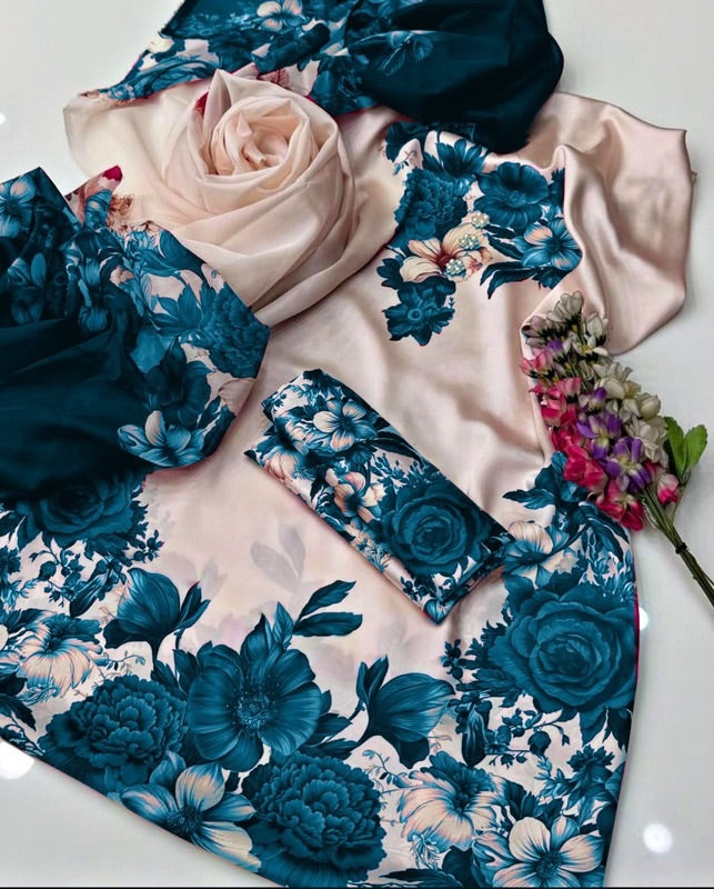 Digital Printed Silk 3pc Suit D. No 17