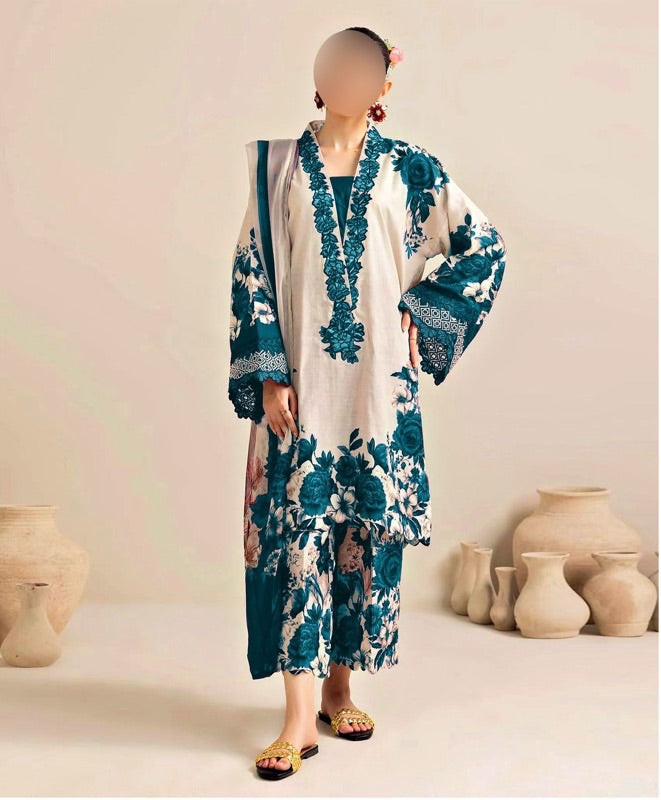 Digital Printed Silk 3pc Suit D. No 17