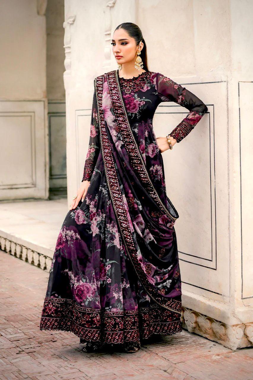 Iznik Chiffon Embroidered & Digital Print Maxi MX 6017
