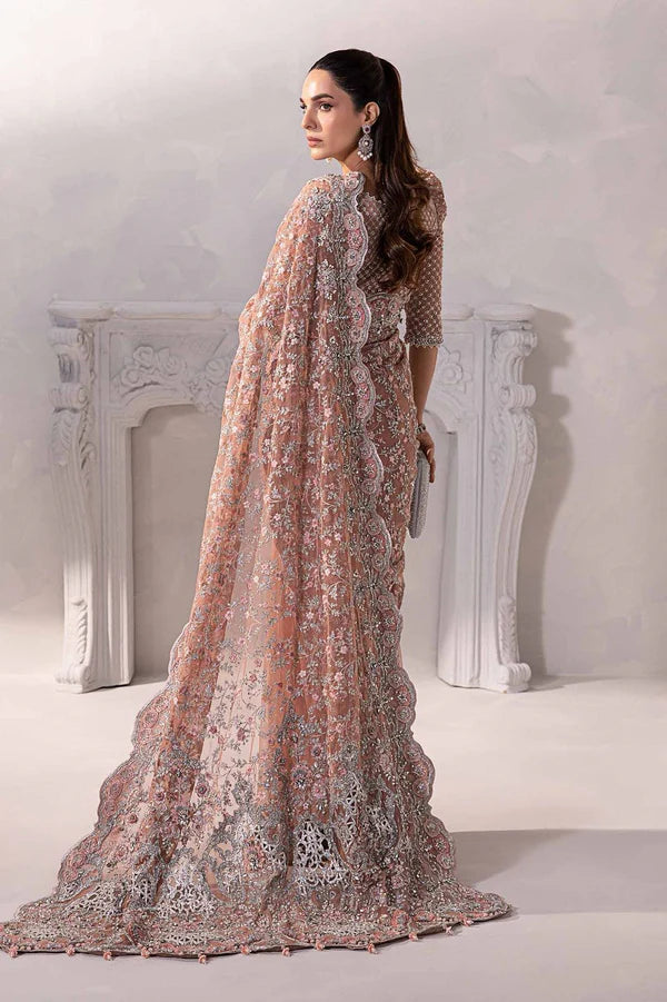 Maria B Couture Peach Saree Collection SR 5014