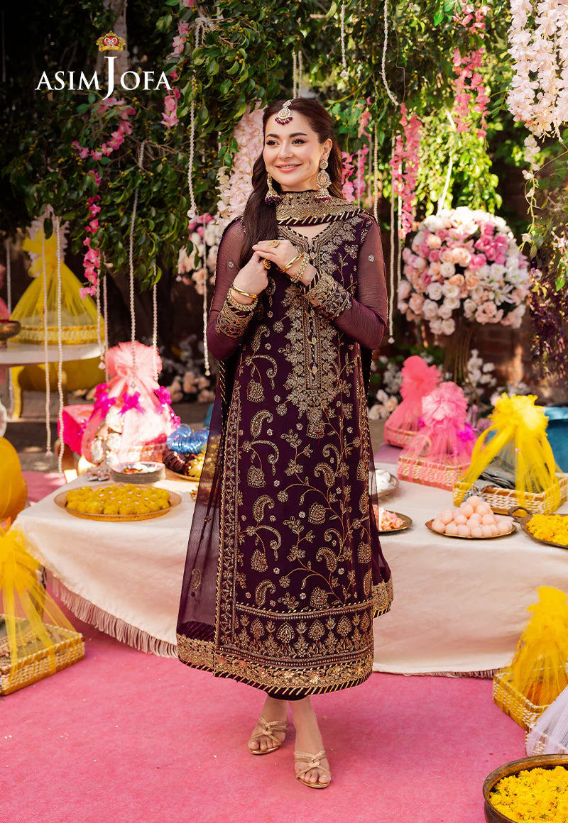 Asim Jofa Chiffon Embroidered Dress With Chiffon Dupatta SK 7040