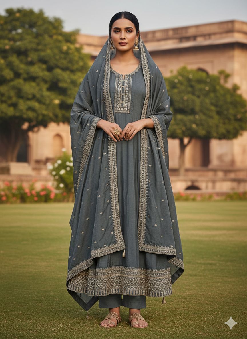 Indian Style Embroidered Maxi D.No 1301c