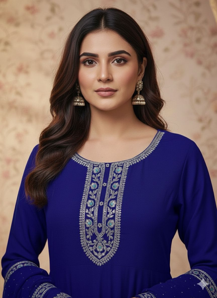 Indian Style Embroidered Maxi D.No 1302c