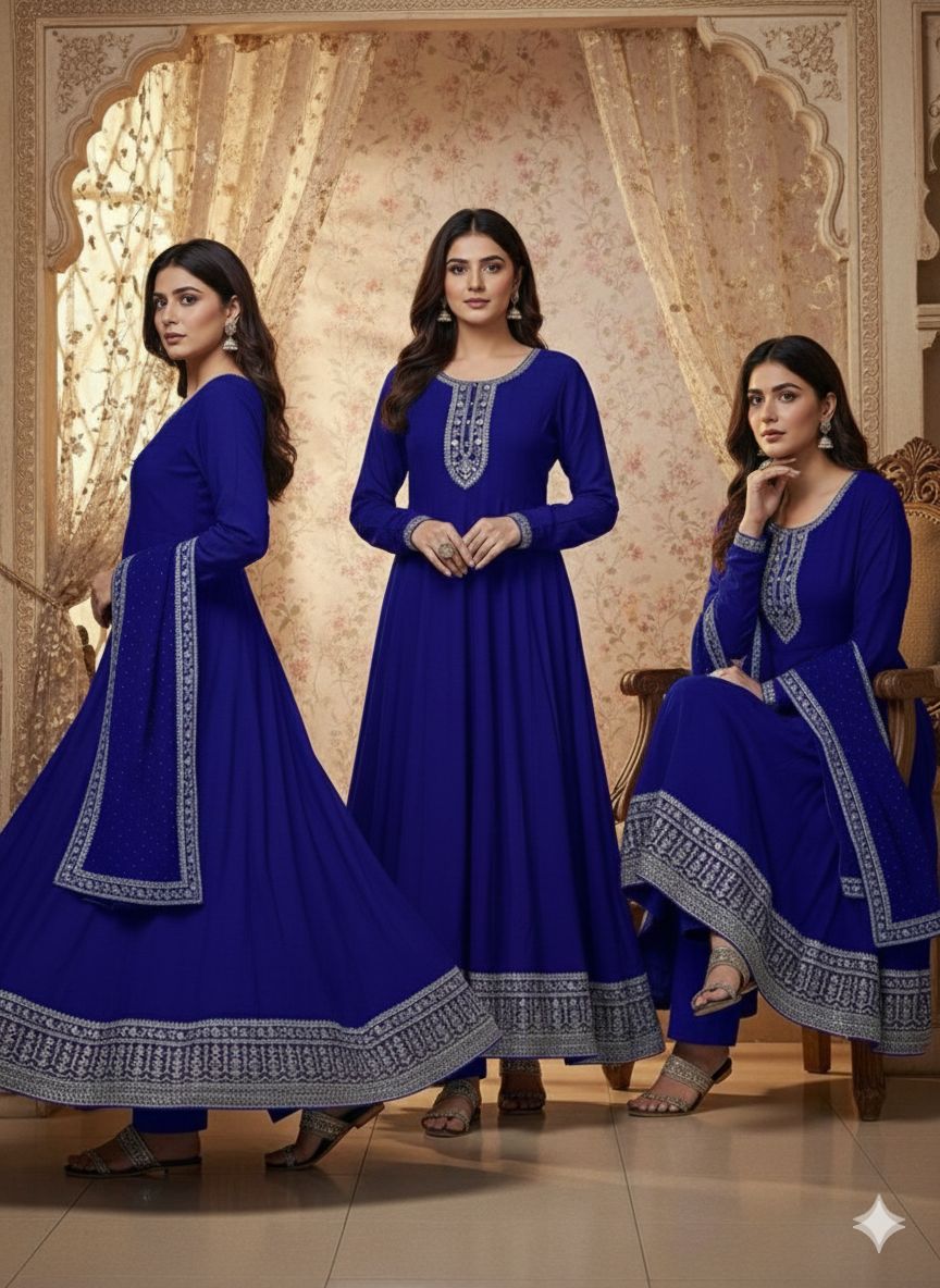 Indian Style Embroidered Maxi D.No 1302c