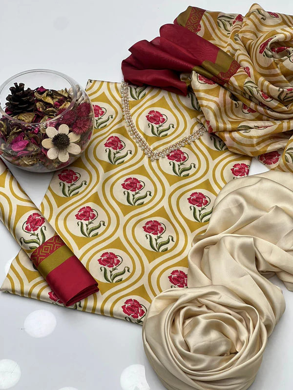 Digital Printed Silk 3pc Suit D. No 19