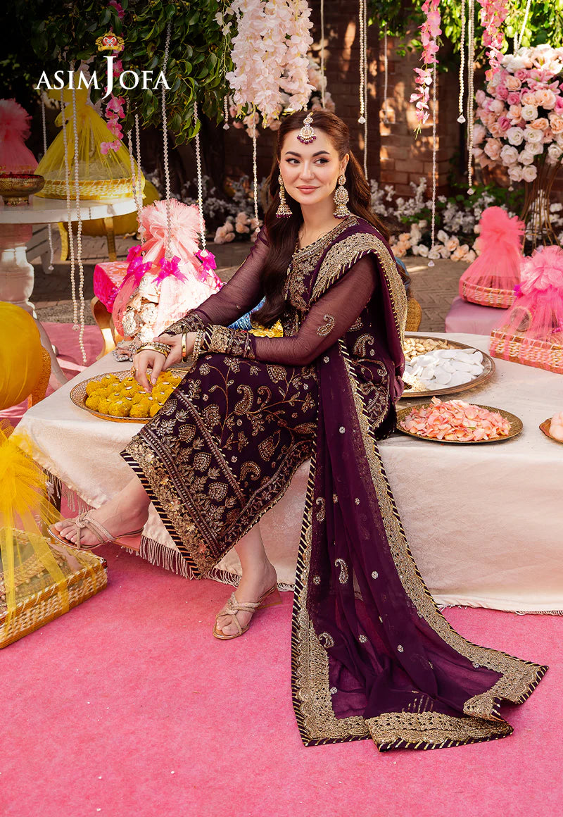 Asim Jofa Chiffon Embroidered Dress With Chiffon Dupatta SK 7040