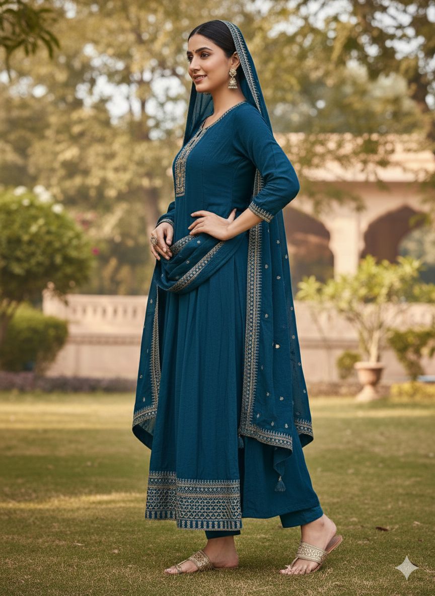 Indian Style Embroidered Maxi D.No 1301d