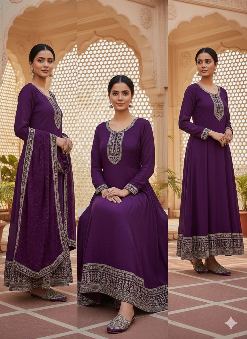 Indian Style Embroidered Maxi D.No 1302d