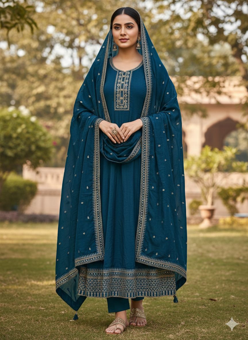 Indian Style Embroidered Maxi D.No 1301d