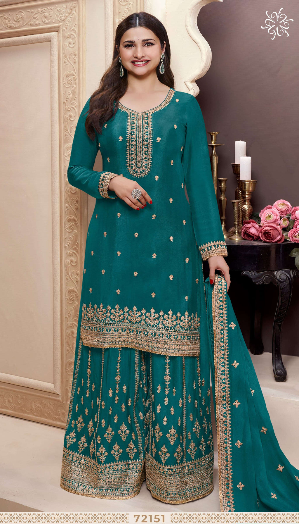 Areeba Indian Style Gharara Dress D.No 72151