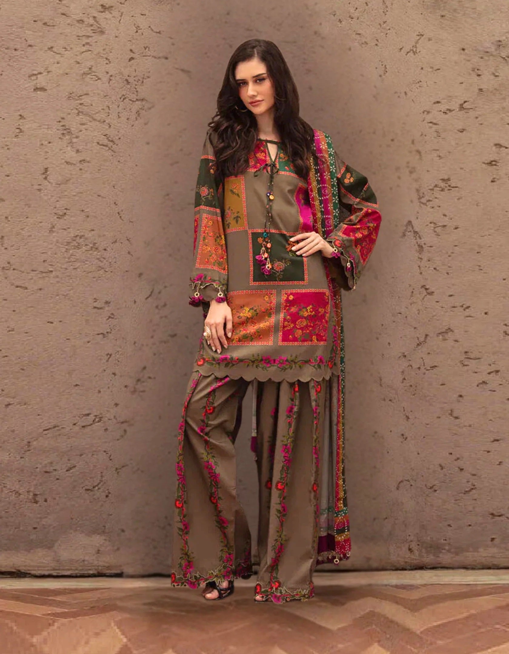 Digital Printed 3 Ps Silk Suit D. No 05