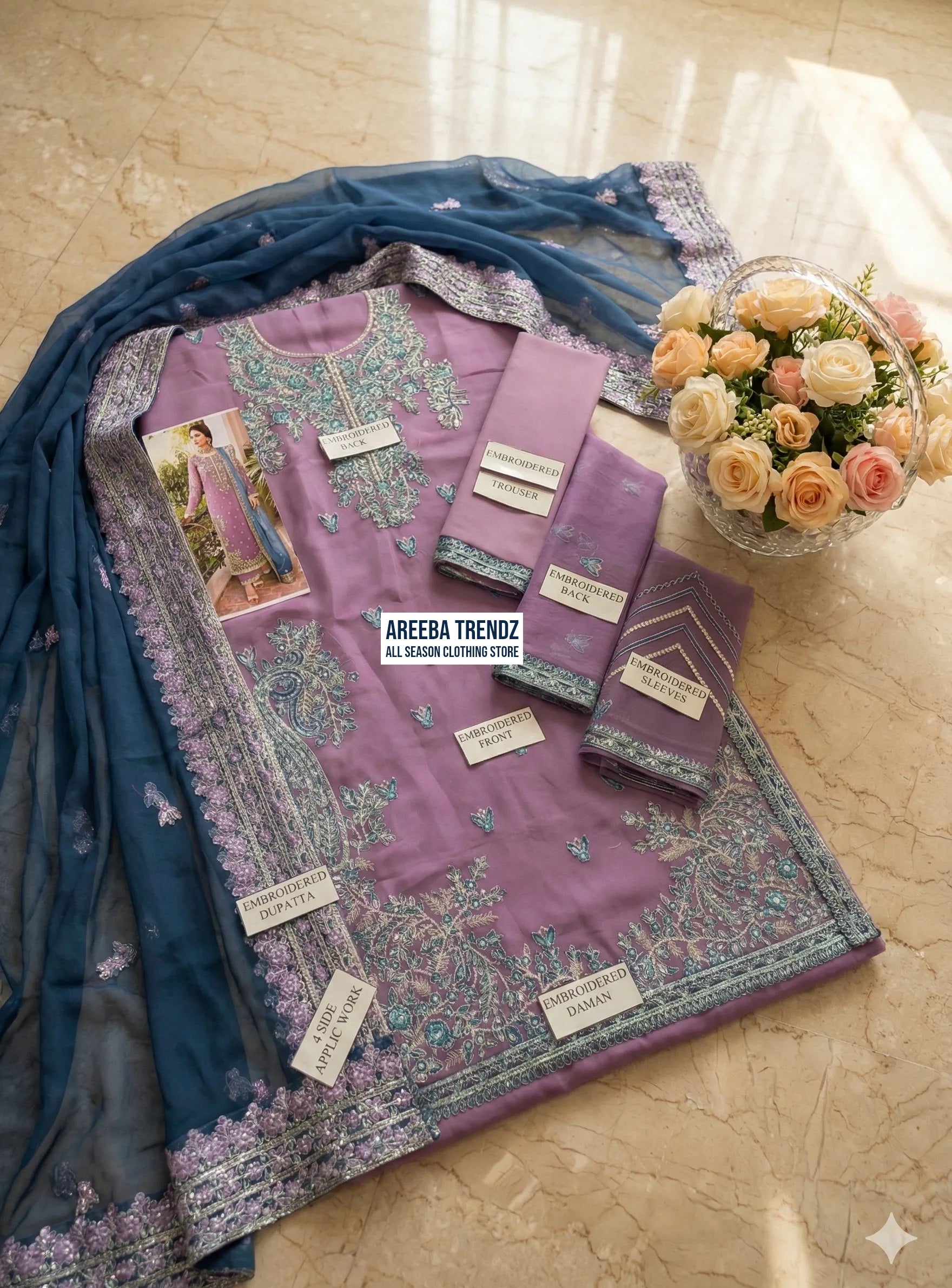 Akbar Aslam Davina Organza Embroidered SK 7050p