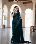 Zinc Soft Net Sequence Work Saree