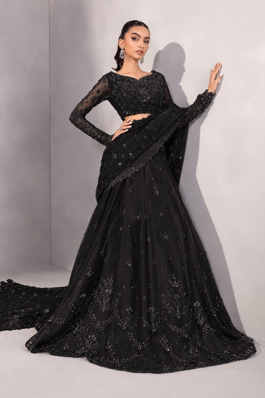 Maria B Couture Wedding Saree SR 5041 Black