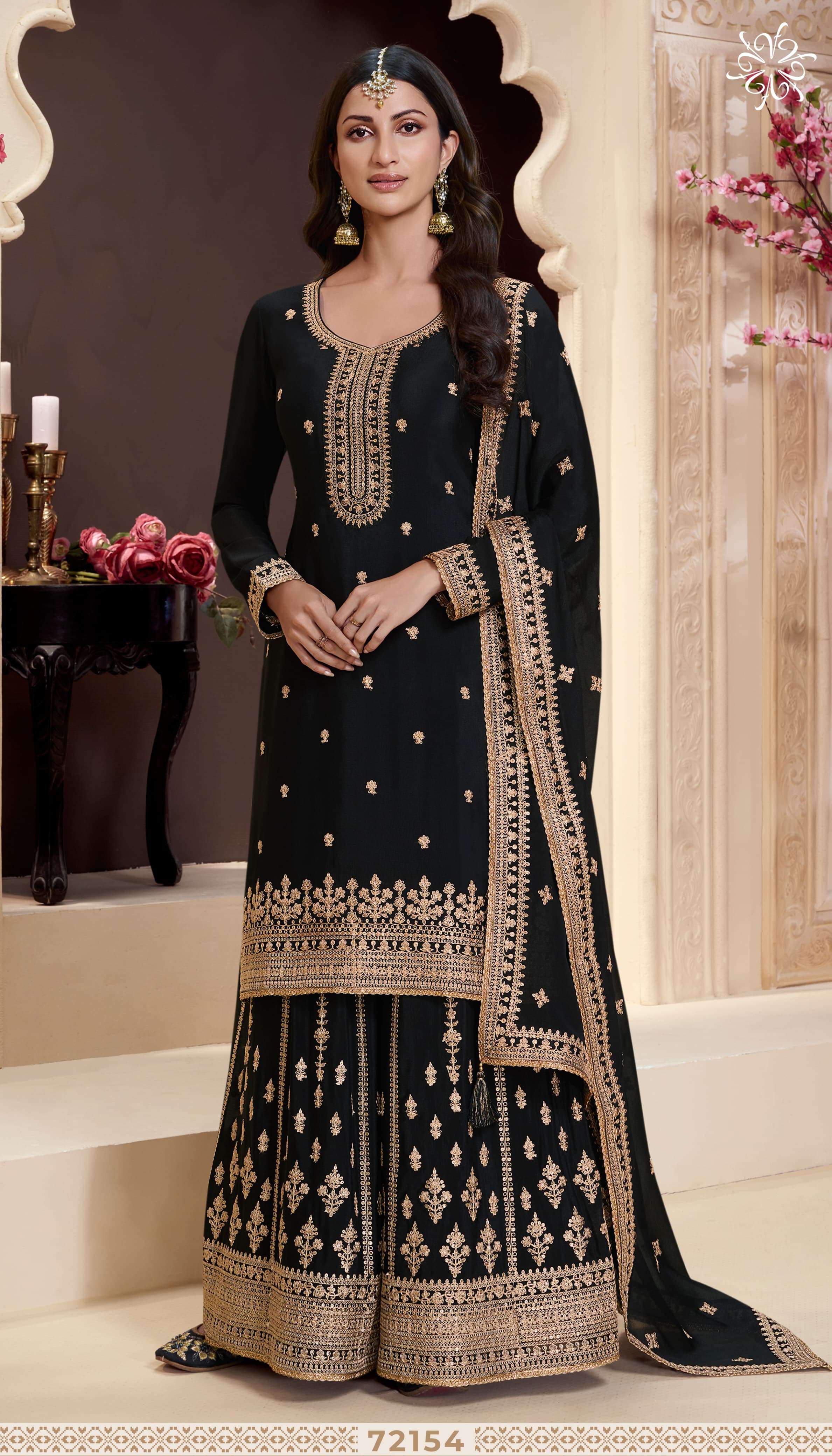 Areeba Indian Style Gharara Dress D.No 72154