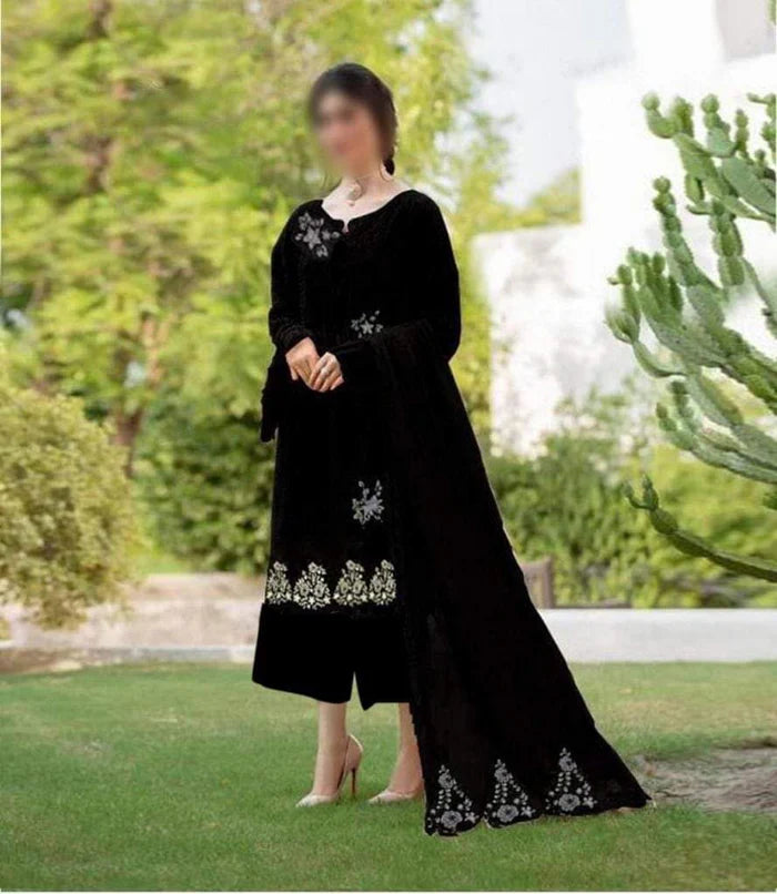 Zarqash chikankari Black Unstitched SK 7011