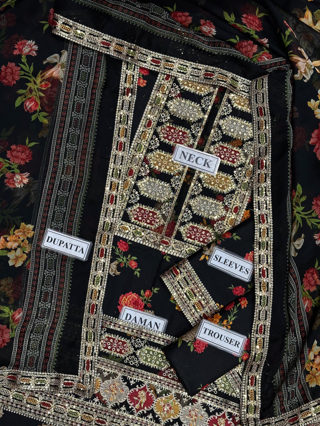 Aneela's Collection Lawn Black LS 8023