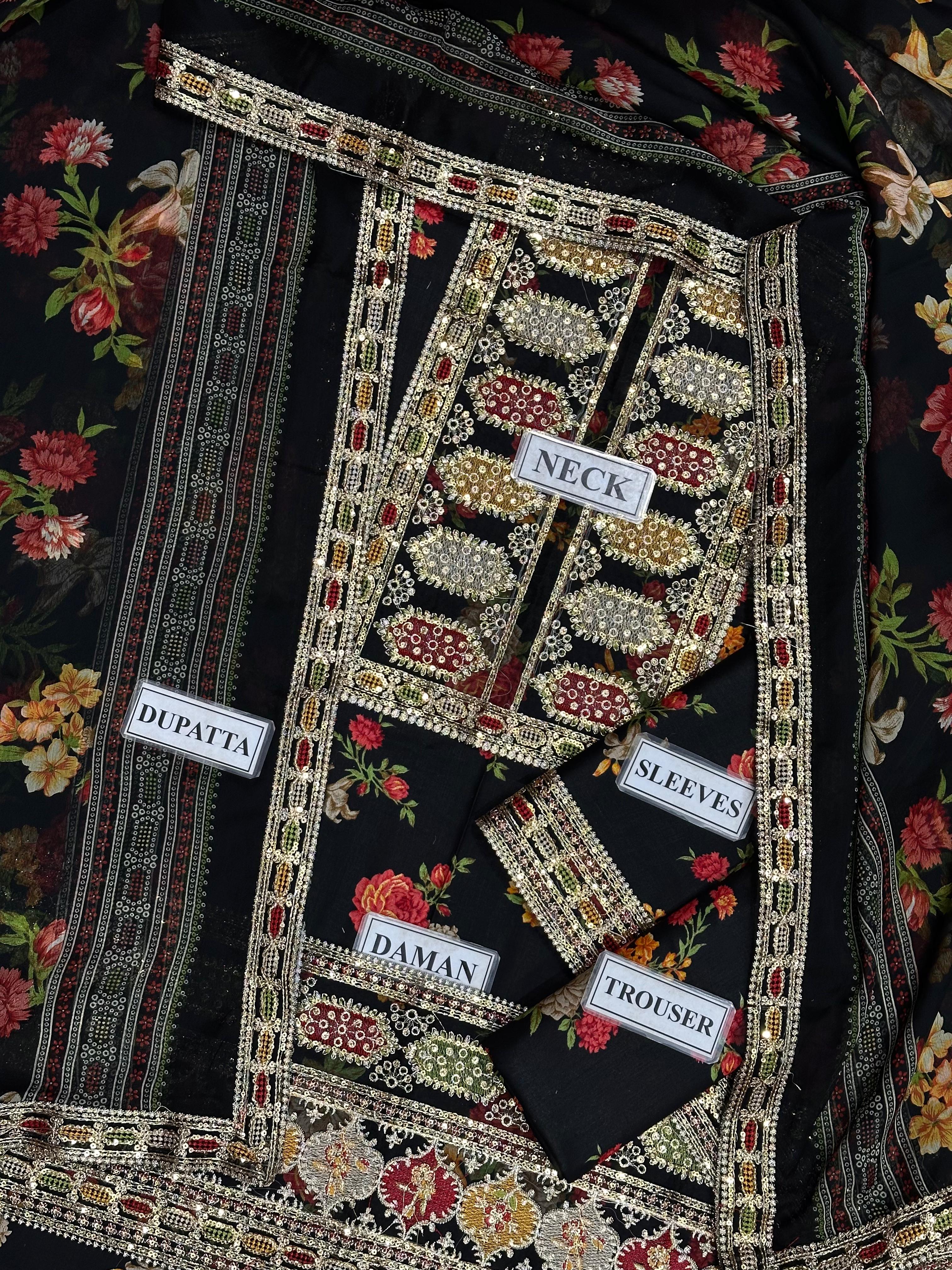 Aneela's Collection Lawn Black LS 8023