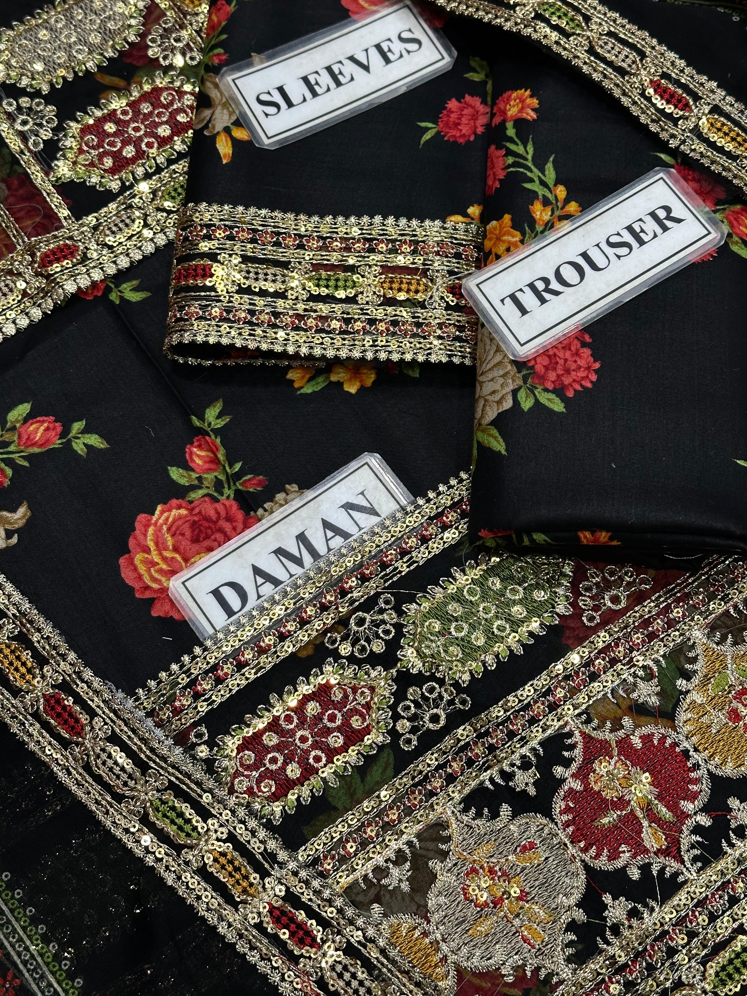 Aneela's Collection Lawn Black LS 8023