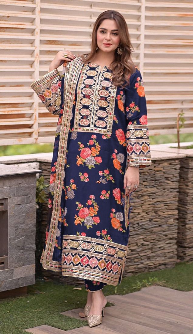 Aneela's Collection Lawn Blue LS 8023