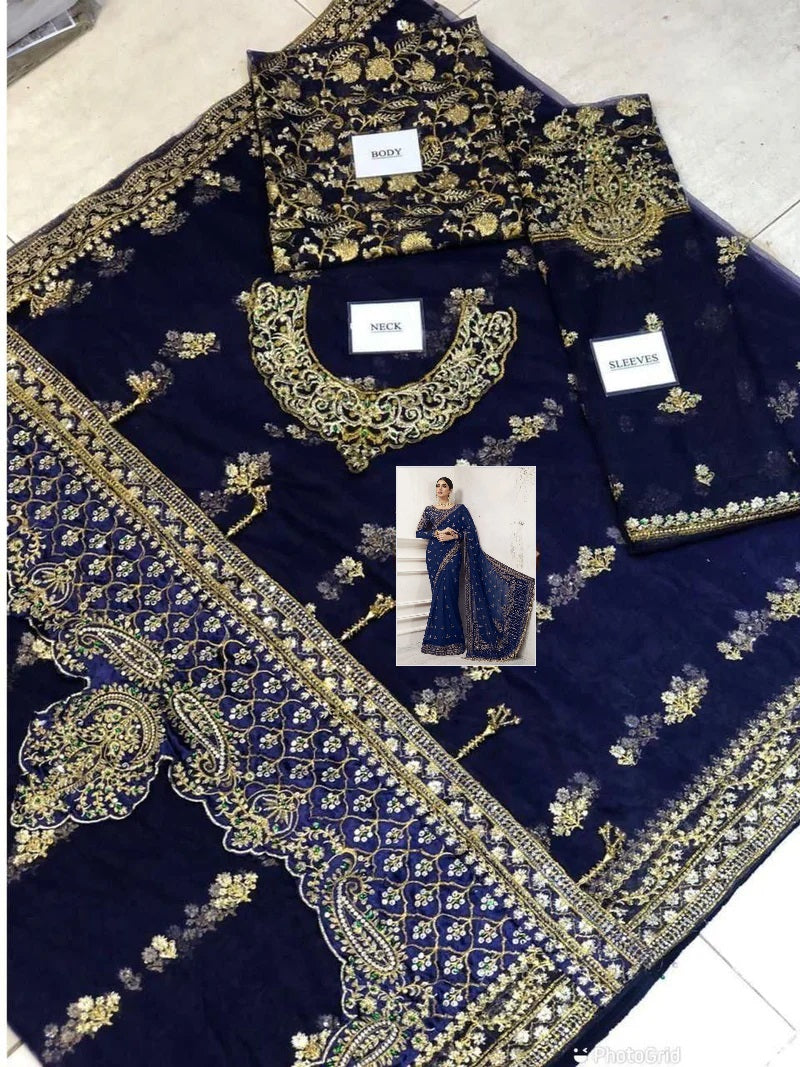 Maria B Saree Exclusive Blue SR 5013