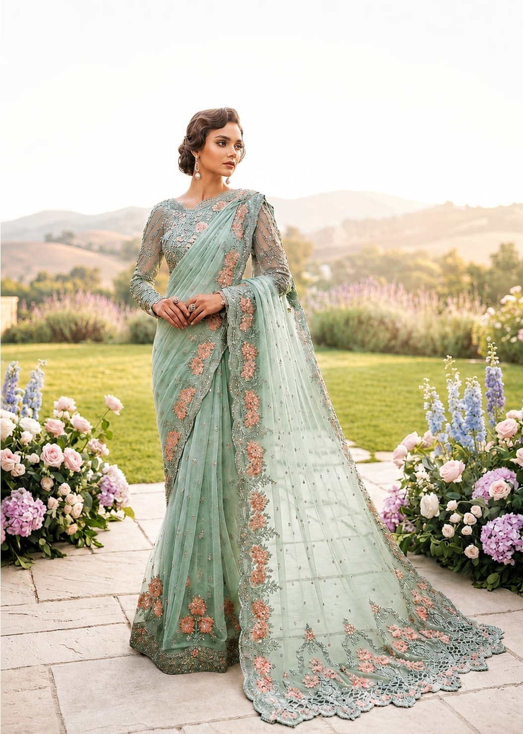 Maria B Embroidered Saree SR 5035c