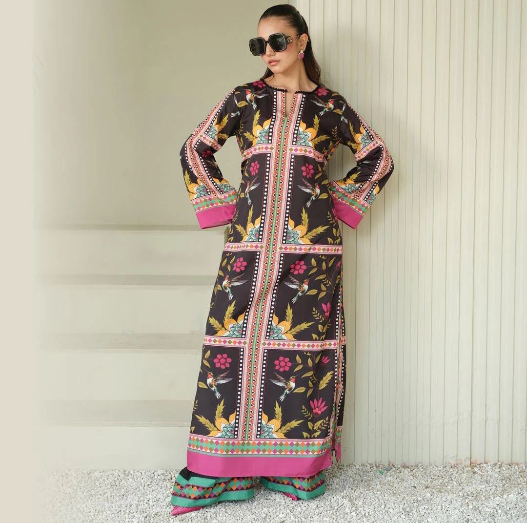 Digital Printed 3 Ps Silk Suit D. No 06